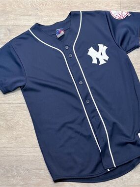 New York Yankees Navy Button-Up Jersey Boys XL